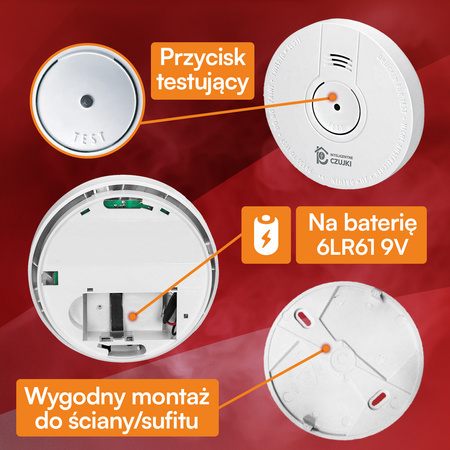 ZESTAW 2 x Czujka Dymu certyfikowana