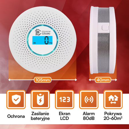 Czujka Dymu i Tlenku Węgla CERTYFIKOWANA