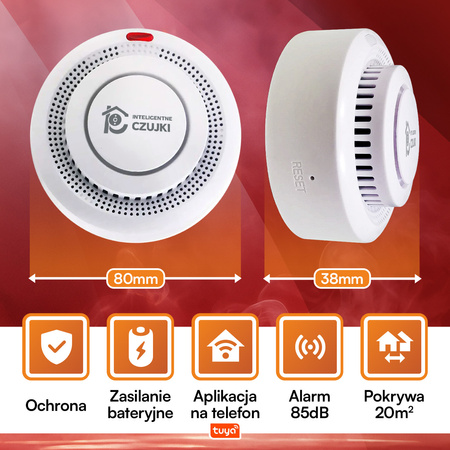 ZESTAW 2 x Czujka Dymu WI-FI Certyfikowana
